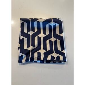 West Elm Square Geometric Print 100% Silk Pillowcase Art Deco Navy No Insert